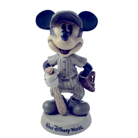 Disney Other - Disney World Mickey Mouse Baseball Bobblehead Figurine - Black and Gray